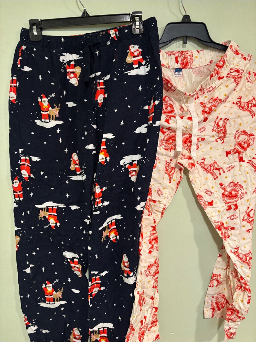 Old Navy Women’s Christmas Santa Pajama Pants - Navy and Cream